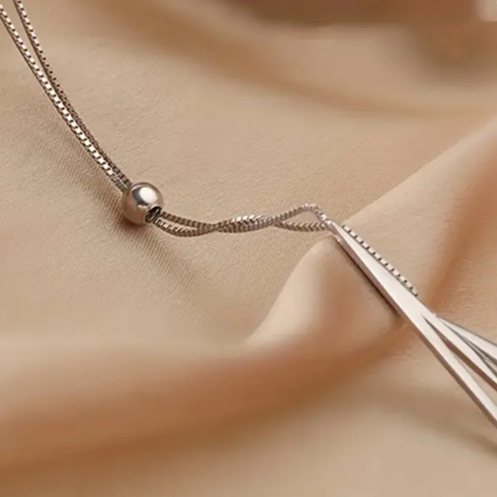 925 Sterling Silver Minimal Triangle Necklace Adjustable Necklace Minimalist - Picture 12 of 12